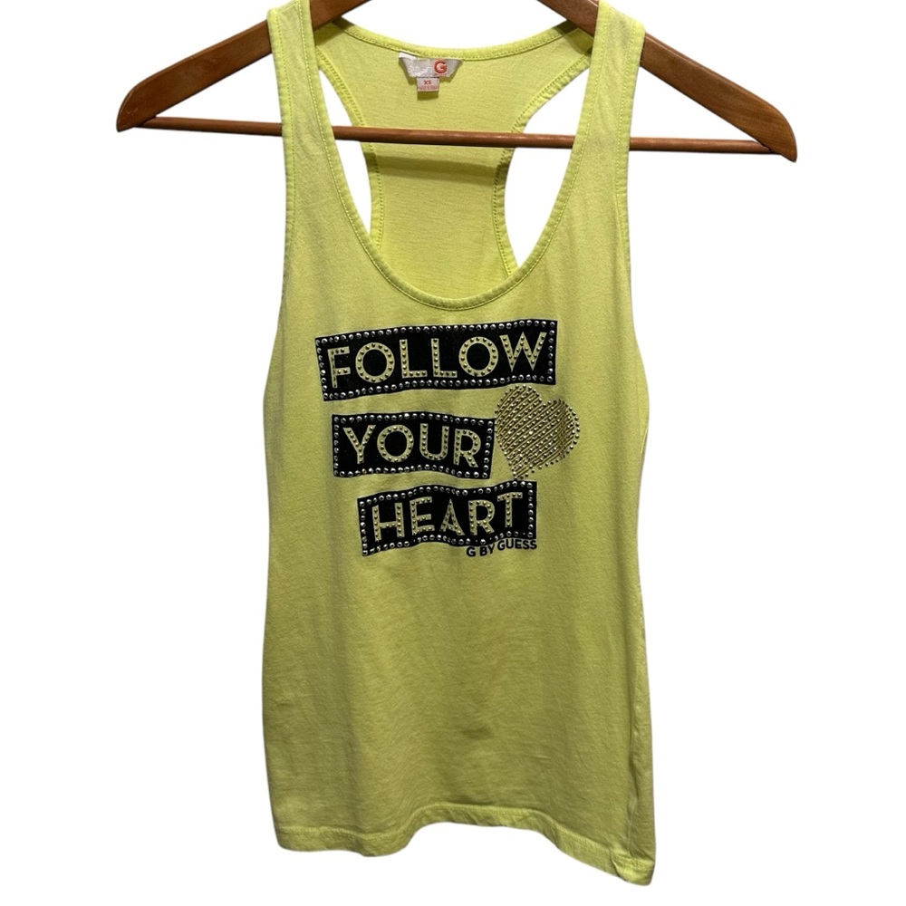 G By Guess Women’s Racerback Follow Your Heart Tank Top